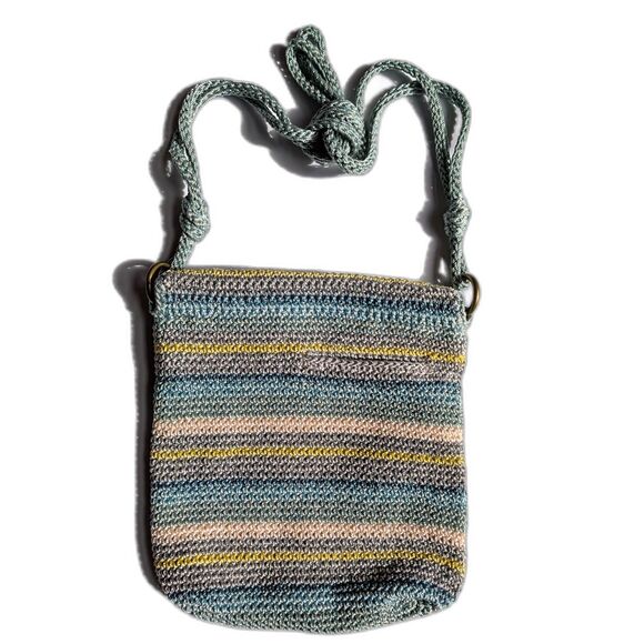 The Sak Boho Crochet Crossbody Bag - Striped Blue Green - Picture 2 of 12